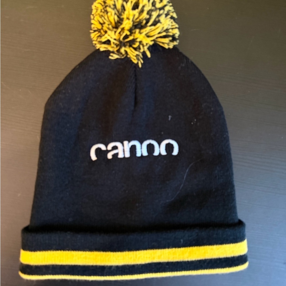 Black and Yellow Kids Pom-Pom Beanie